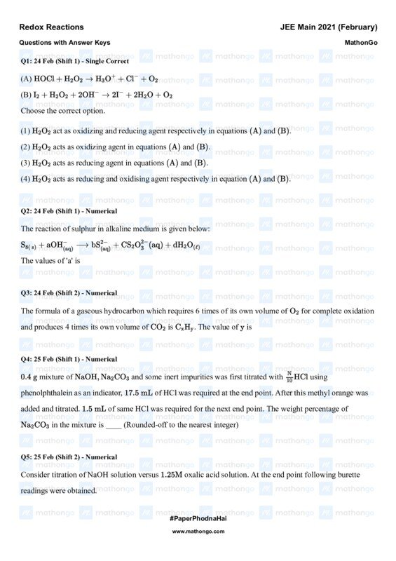 Thumbnail for Redox Reactions Study Notes for JEE Main 2021