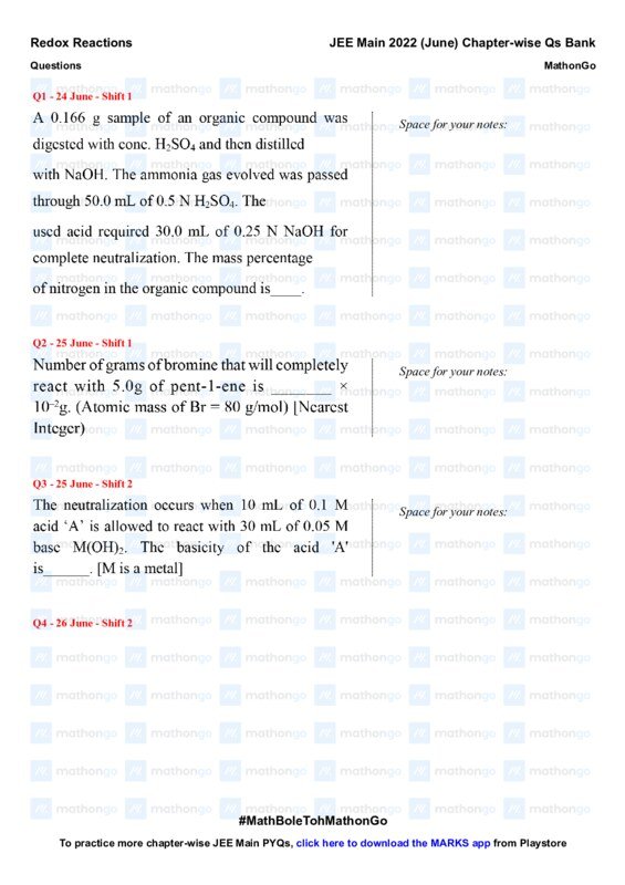 Thumbnail for Redox Reactions Study Notes for JEE Main 2022