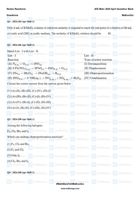 Thumbnail for Redox Reactions Study Notes for JEE Main 2024