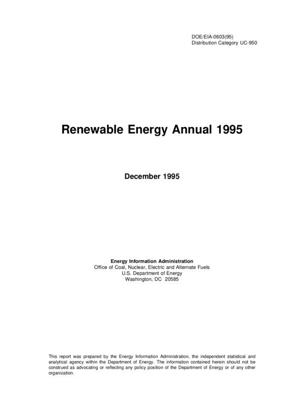 Thumbnail for Renewable Energy Annual Report 1995