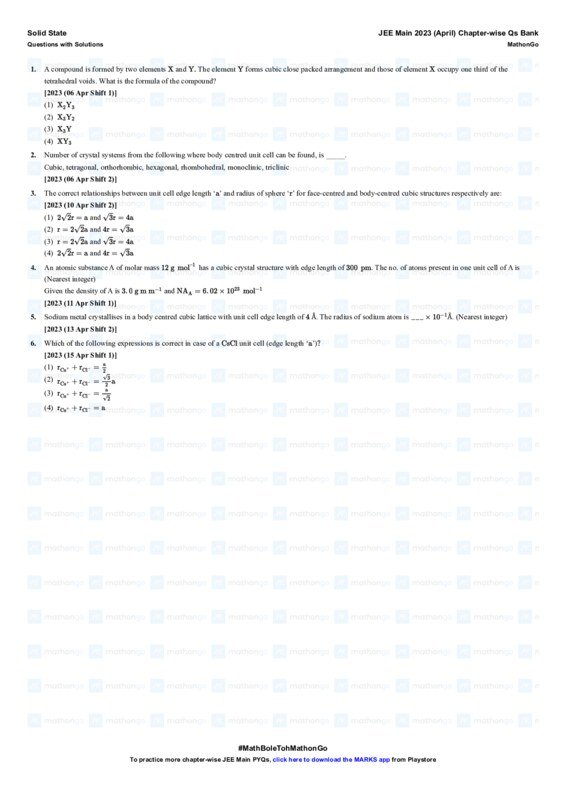 Thumbnail for Solid State Chapterwise PYQ for JEE Main 2023