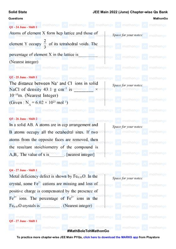 Thumbnail for Solid State Chapterwise Questions for JEE Main 2022