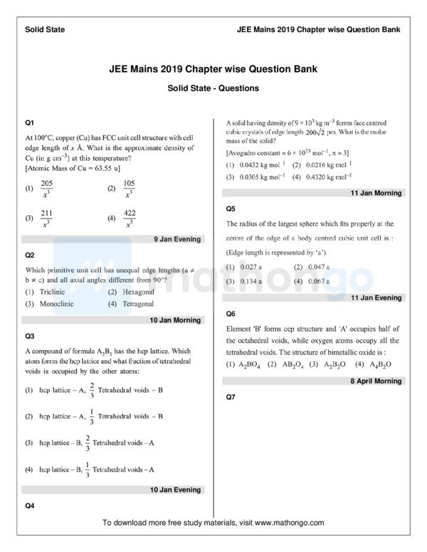 Thumbnail for Solid State Chemistry Study Notes for JEE Main 2019