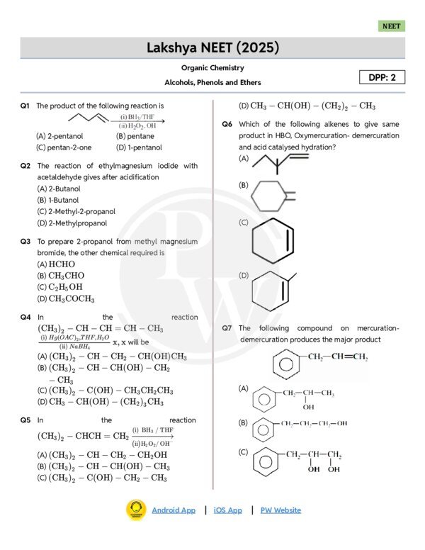 Thumbnail for Study Notes on Alcohols, Phenols, and Ethers - Lakshya NEET 2025
