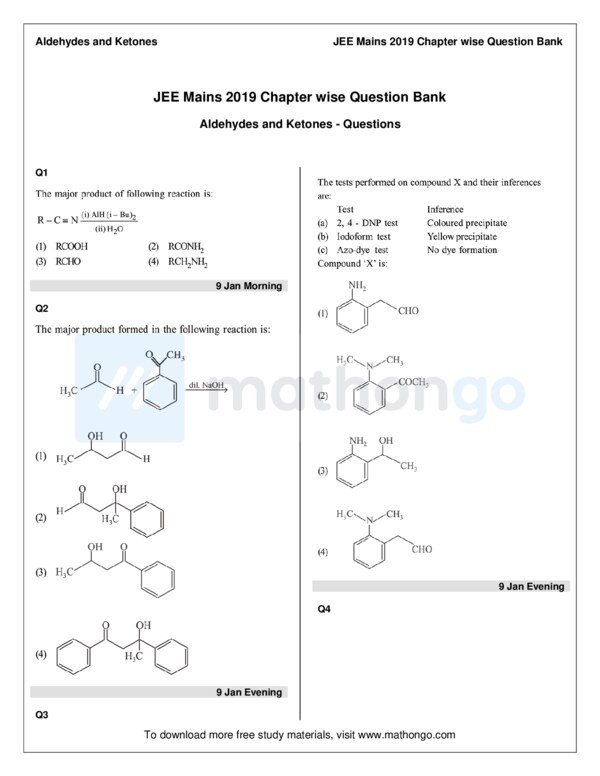 Thumbnail for Study Notes on Aldehydes and Ketones for JEE Main 2019