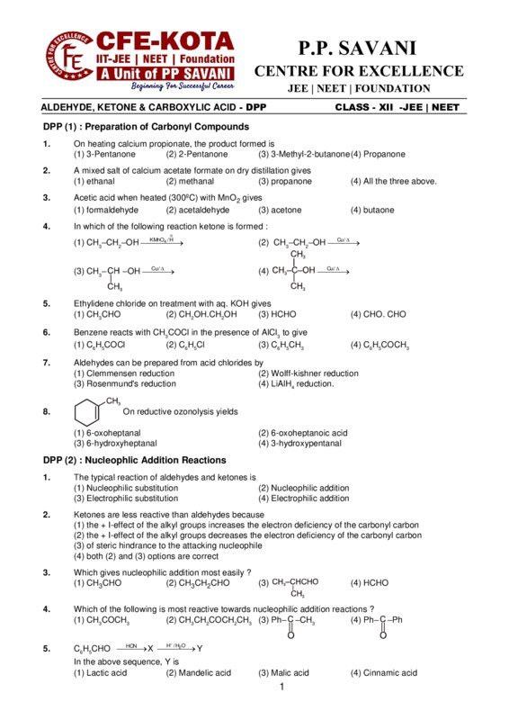 Thumbnail for Study Notes on Aldehydes, Ketones, and Carboxylic Acids