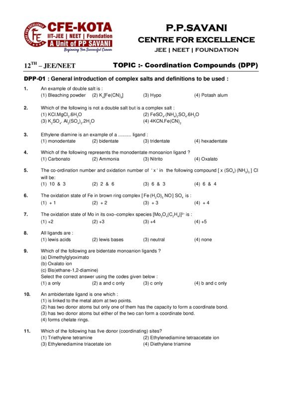 Thumbnail for Study Notes on Coordination Compounds DPP 1