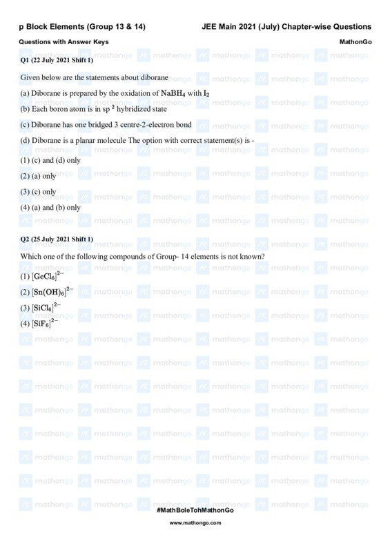 Thumbnail for Study Notes on p Block Elements for JEE Main 2021