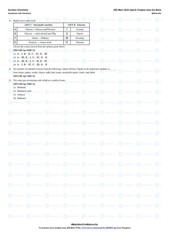 Thumbnail for Surface Chemistry Study Notes for JEE Main 2023