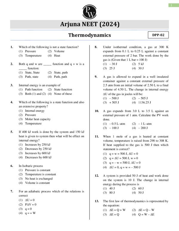 Thumbnail for Thermodynamics DPP-02 | Arjuna NEET 2024