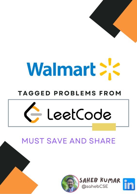 Thumbnail for Walmart Tagged LeetCode Problems