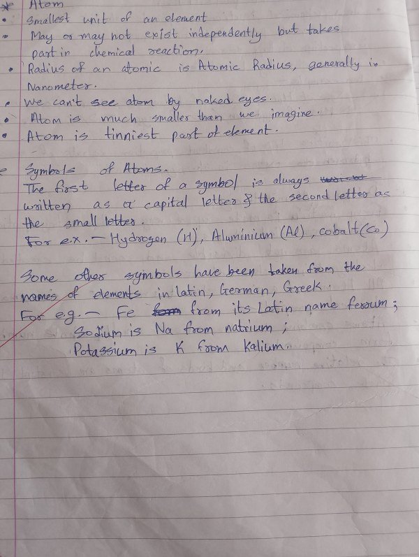 Thumbnail for Class 9th cbse science lesson Atoms and Molecules notes 3rd page