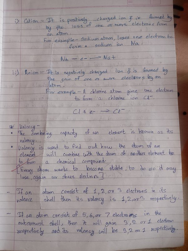 Thumbnail for Class 9th cbse science lesson Atoms and Molecules notes 6th page