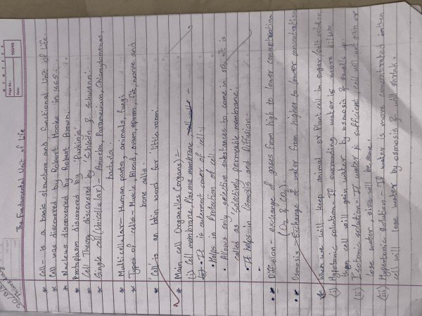 Thumbnail for Class 9th science the fundamental unit of life notes