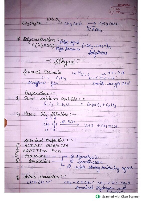 Thumbnail for Comprehensive Study Notes on Alkynes