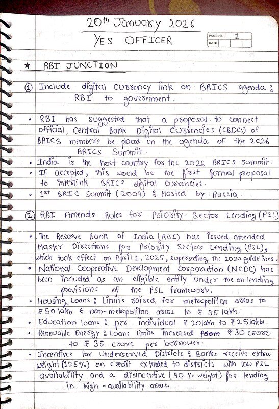 Thumbnail for Current affairs related to 20th January 2026 hand written notes