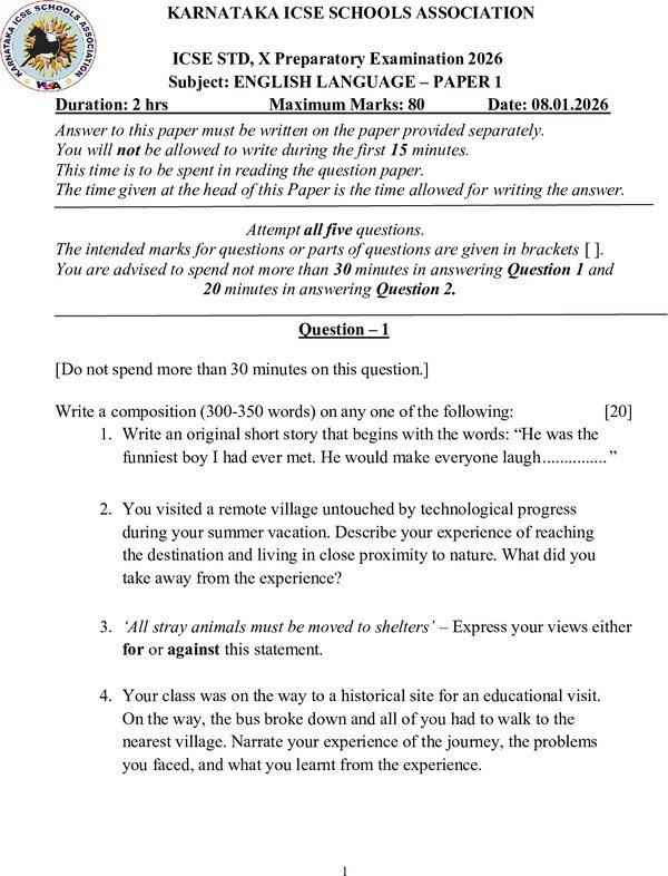 Thumbnail for ENGLISH LANGUAGE PRACTICE PAPER class 10