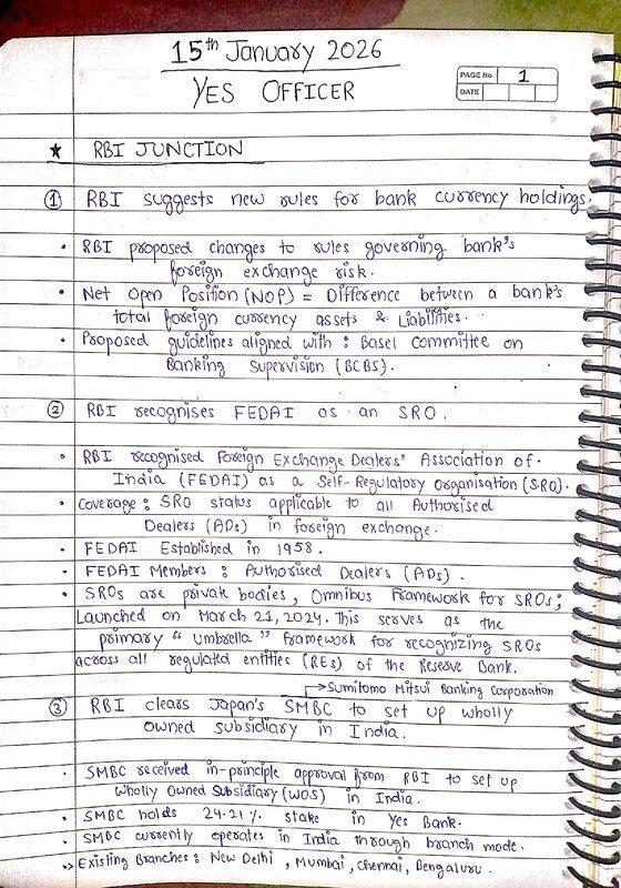 Thumbnail for January 15th 2026 current affairs hand written notes