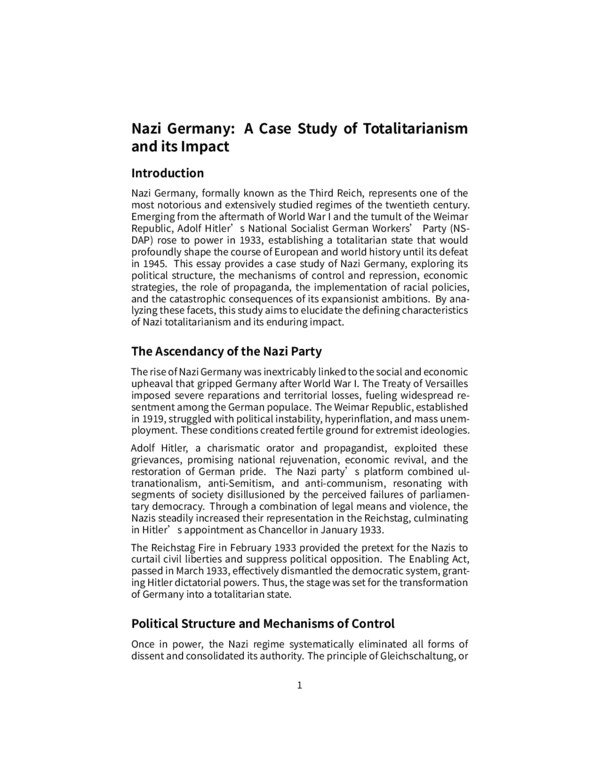 Thumbnail for The Rise and Fall of Nazi Germany – Totalitarian Control, Propaganda, and Consequences