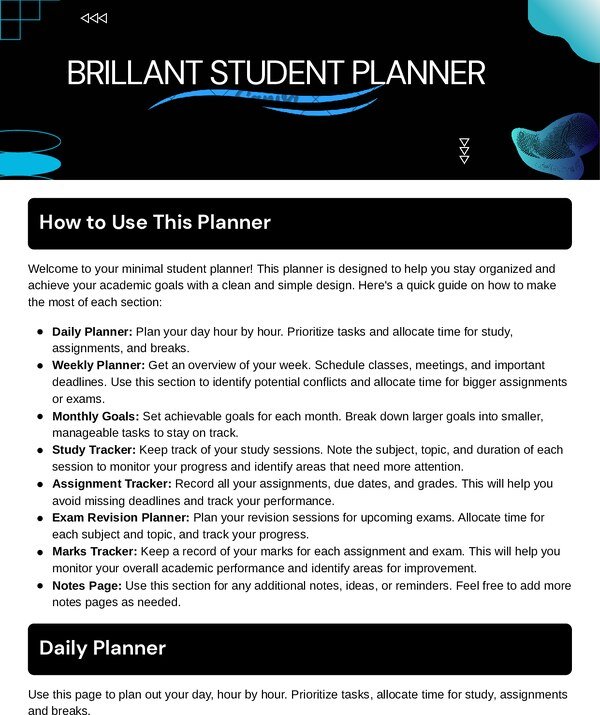 Thumbnail for All-in-One Academic & Personal Planner for Students – Printable PDF