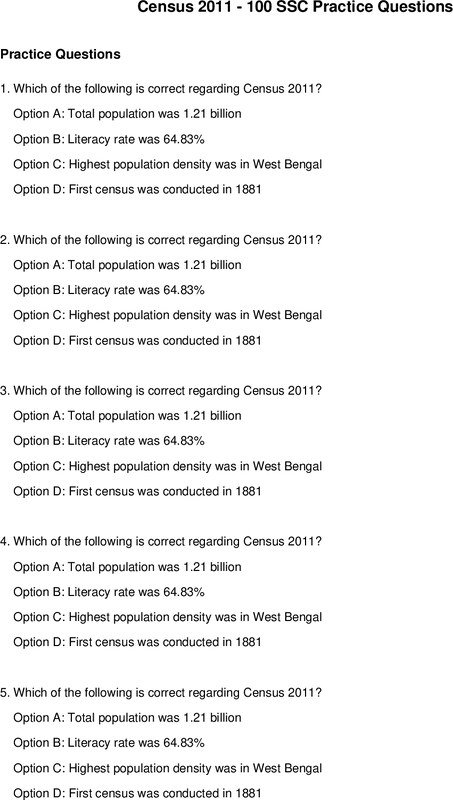 Thumbnail for Census 2011 related questions pdf