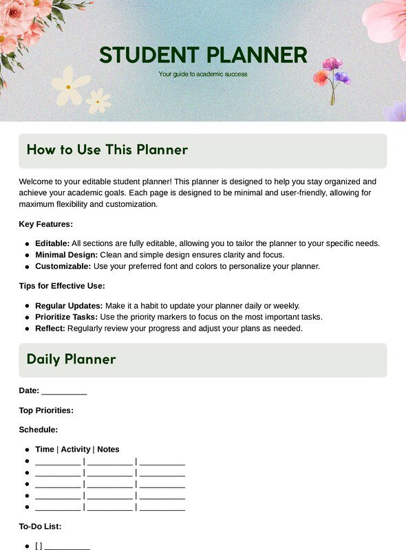 Thumbnail for Complete Student Study Planner PDF – Semester Academic Organizer & Exam Tracker