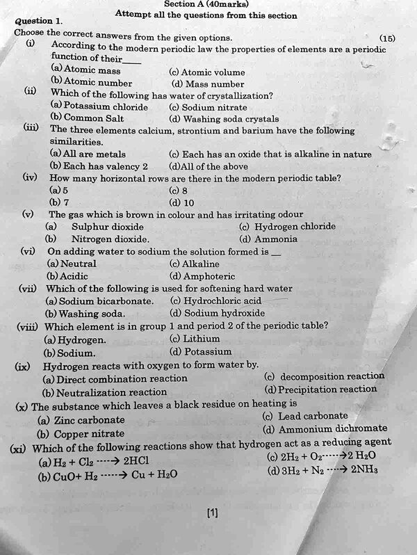 Thumbnail for Practice paper chemistry class 10 icse