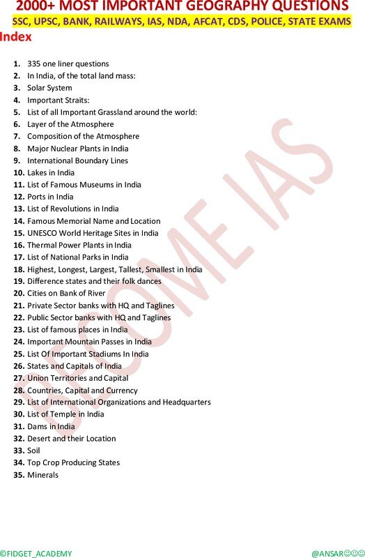 Thumbnail for Top 2000 one linear questions from geography topic for ssc mts exam