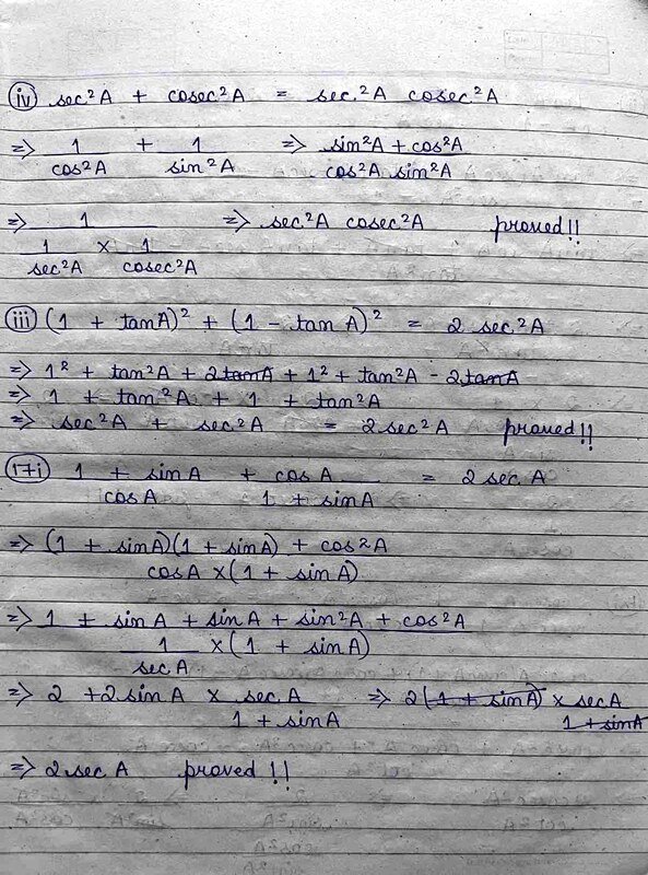 Trigonometric identities class 10 part 4 icse