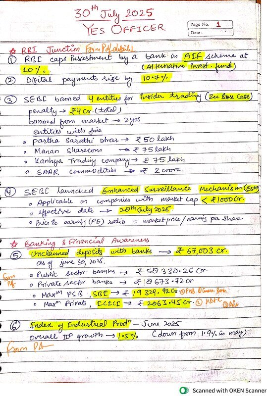 30th July 2025 Banking related current affairs 2025