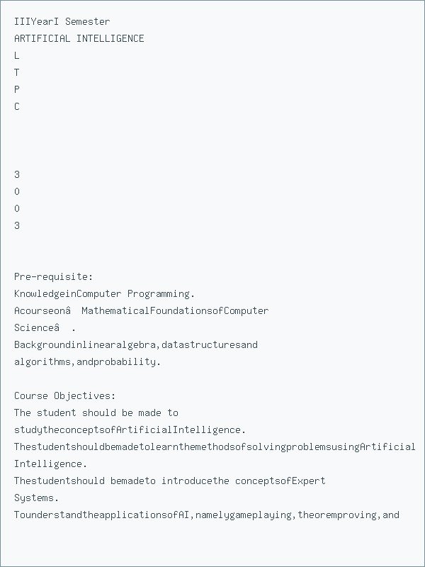 Thumbnail for Artificial Intelligence Unit 1 Notes (Introduction, Agents, Environment) – Free PDF
