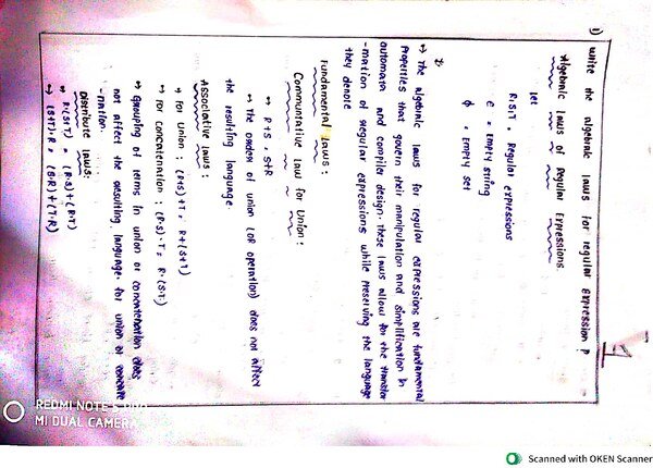 Thumbnail for Automata Theory and Compiler Design (ACD): Algebraic Laws and NFA to DFA Conversion
