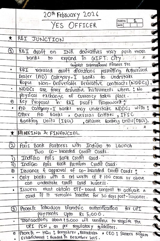 Thumbnail for Banking current affairs related to Feburary 20th 2026