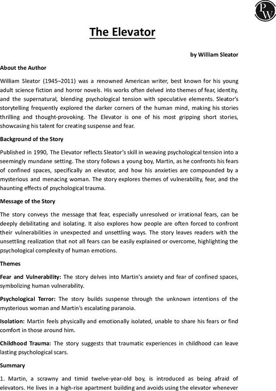 Thumbnail for Class 10 ICSE English Literature Notes: The Elevator