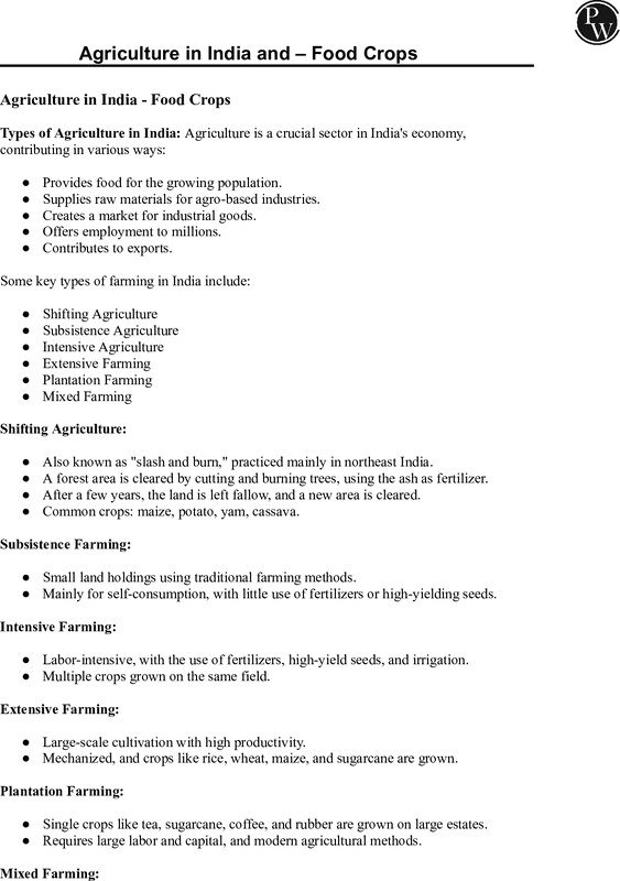 Thumbnail for Class 10 ICSE Geography Notes: Agriculture (Food Crops)