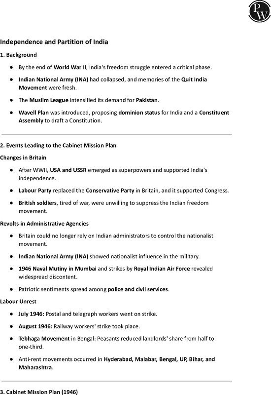 Thumbnail for Class 10 ICSE History Notes: Independence and Partition of India