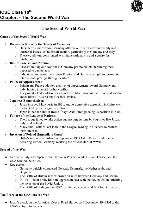 Thumbnail for Class 10 ICSE History Notes: The Second World War