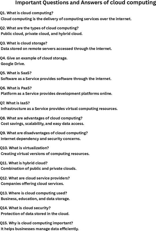 Thumbnail for Cloud Computing – Important Questions and Answers