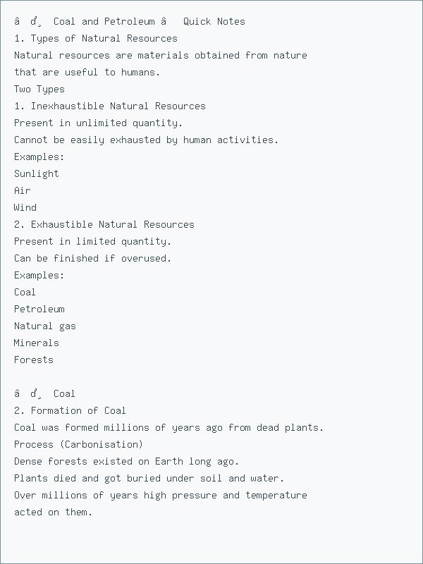 Thumbnail for Coal and Petroleum – Quick Notes.docx