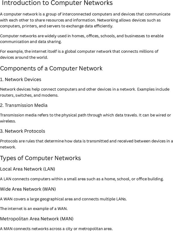 Thumbnail for Computer Networks – Complete Study Notes