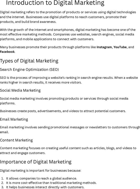 Thumbnail for Digital Marketing – Complete Study Notes