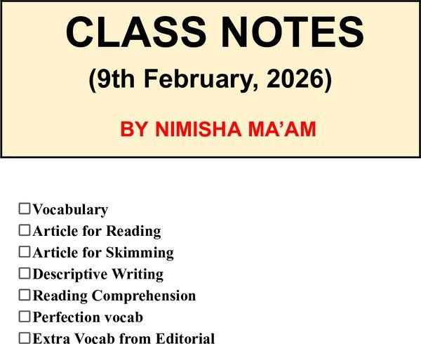 English notes for class 9th student for vocab and articles