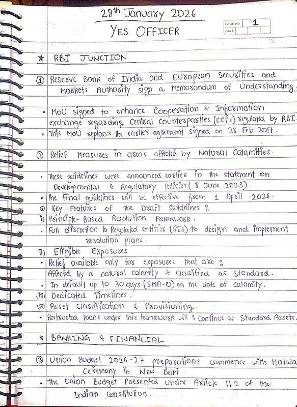 Thumbnail for Hand written notes for Banking exam