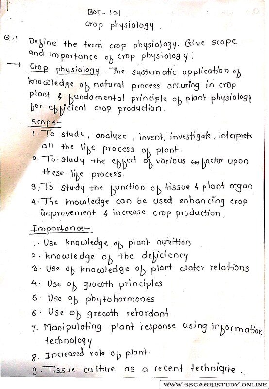 Hand written notes for Botany students