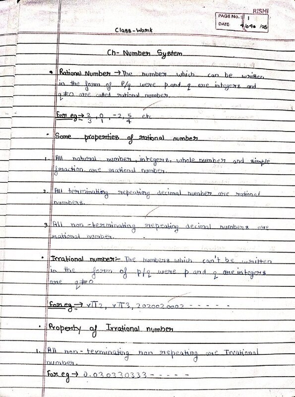 Hand written notes for number systems