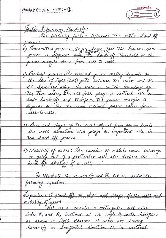 Thumbnail for Hand written notes of cellular system topic Hand off