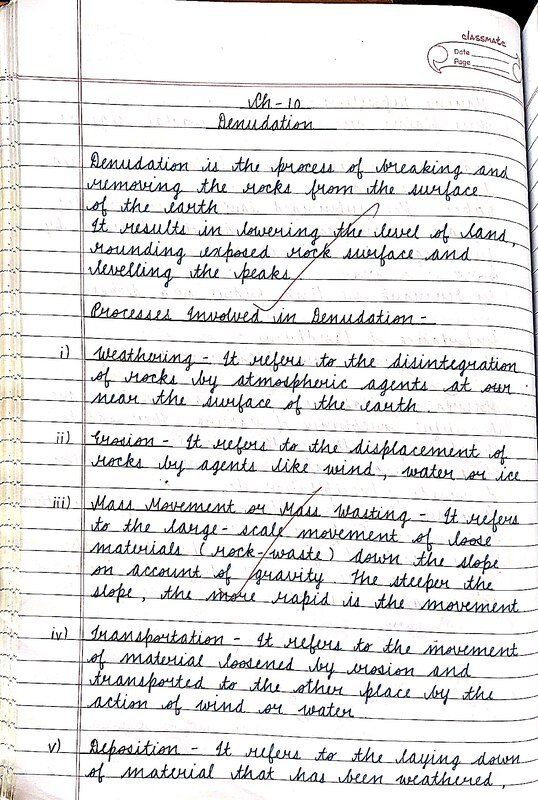 Thumbnail for ICSE CLASS-9 Geography Notes : Denudation