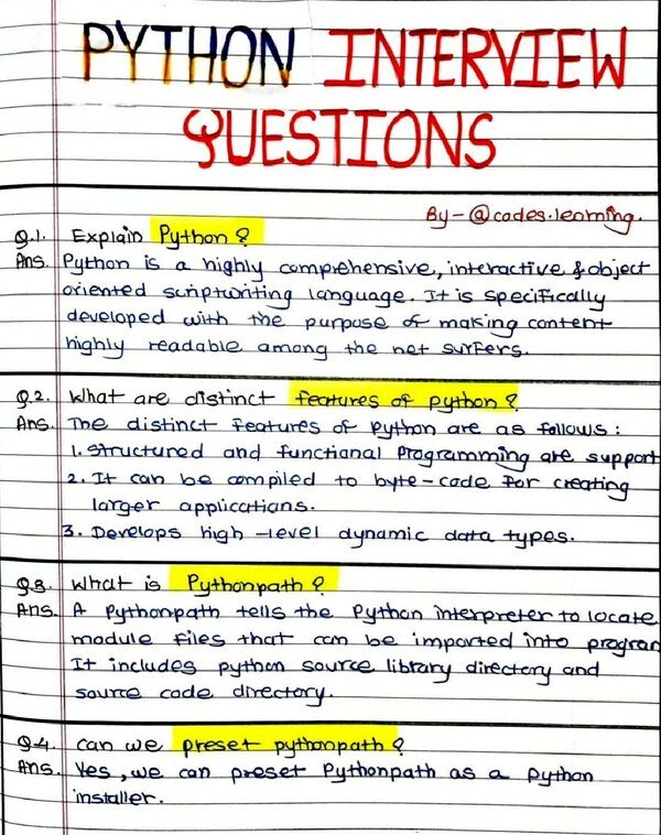 Interview questions related to python