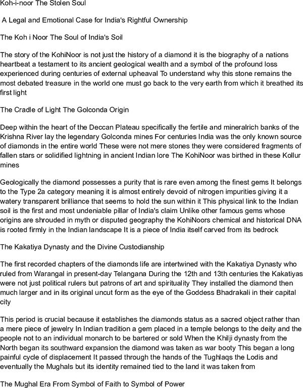Thumbnail for Koh-i-noor The Stolen Soul  A Legal and Emotional Case for India's Rightful Ownership