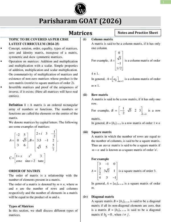 Thumbnail for Matrices test with solutions